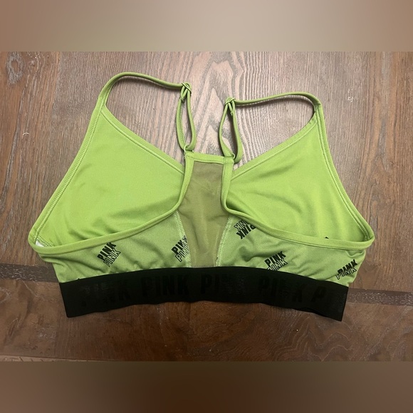 PINK Victoria's Secret Green Sports Bra with Logo Pattern - Picture 4 of 4